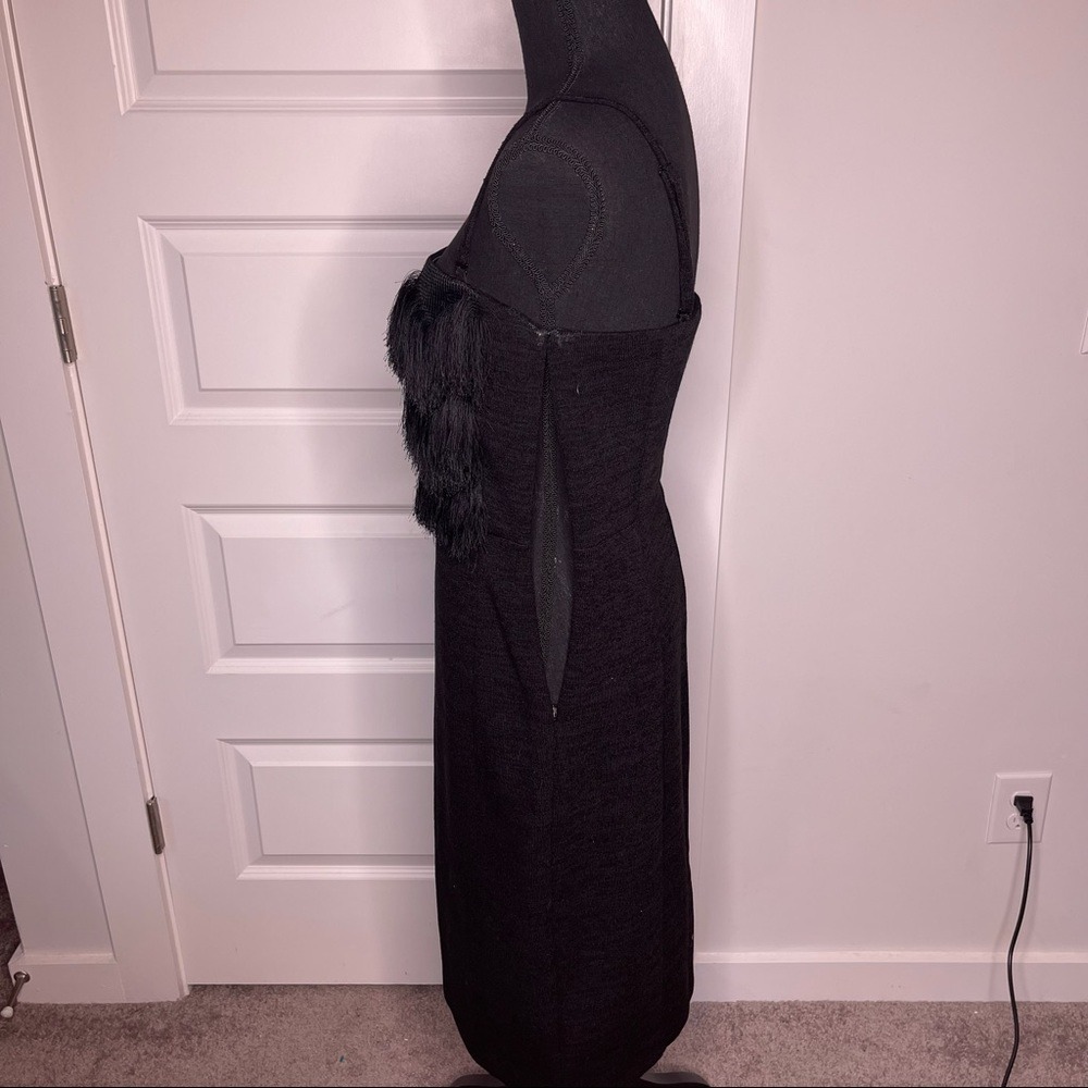 Banana Republic Fringed Cocktail Dress Black Removeable Straps Women's Size 8 - Picture 8 of 10